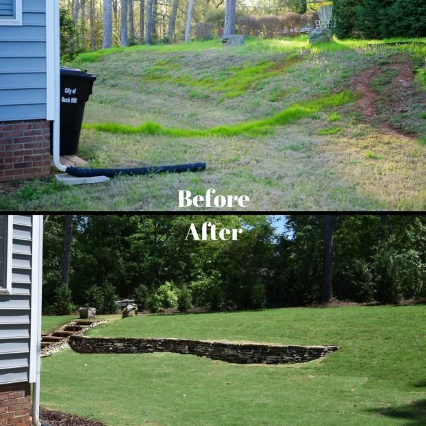 Before a completed commercial irrigation project in the Charlotte, NC area